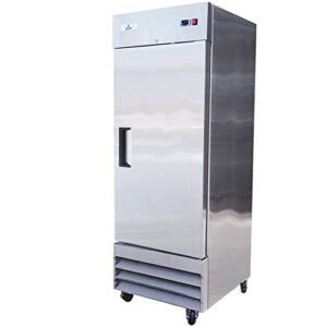 commercial refrigerator 1-door solid upright stainless steel nsf reach in 29" width, capacity 23 cuft, restaurant kitchen cooler fridge rr46dup2