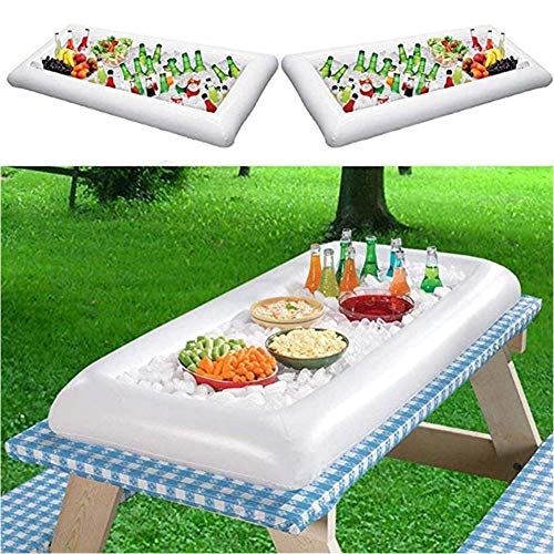 Inflatable Serving Bars Ice Buffet Salad Serving Trays Food Drink Holder Cooler Containers Indoor Outdoor BBQ Picnic Pool Party Supplies Cooler Drain Plug，Ice Tray Food Drink Containers for Summer Par