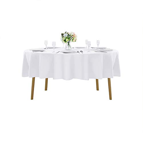 90 inch Round Tablecloth Washable Polyester Table Cloth Decorative Table Cover for Wedding Party Dining Banquet（90 inch,White）