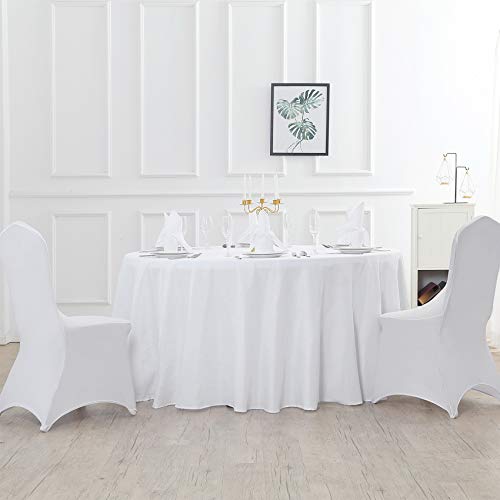 90 inch Round Tablecloth Washable Polyester Table Cloth Decorative Table Cover for Wedding Party Dining Banquet（90 inch,White）