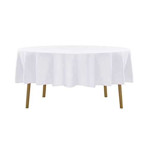 90 inch Round Tablecloth Washable Polyester Table Cloth Decorative Table Cover for Wedding Party Dining Banquet（90 inch,White）