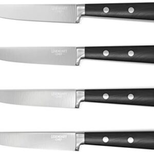 LEGENDARY CHEF Super Sharp Premium Steak Knife Non Serrated- High Carbon Stainless Steel Steak Knives Set of 4 - Triple Rivet Black Walnut Handles