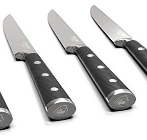 LEGENDARY CHEF Super Sharp Premium Steak Knife Non Serrated- High Carbon Stainless Steel Steak Knives Set of 4 - Triple Rivet Black Walnut Handles