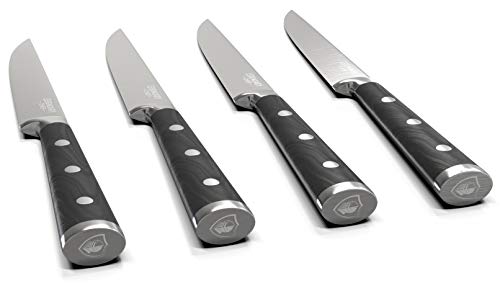 LEGENDARY CHEF Super Sharp Premium Steak Knife Non Serrated- High Carbon Stainless Steel Steak Knives Set of 4 - Triple Rivet Black Walnut Handles