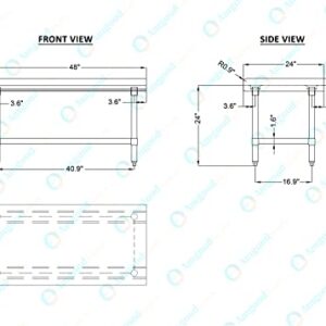 AmGood 24" x 48" Stainless Steel Equipment Stand | Height: 24" | Commercial Heavy Duty Grill Table