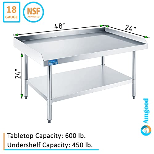 AmGood 24" x 48" Stainless Steel Equipment Stand | Height: 24" | Commercial Heavy Duty Grill Table