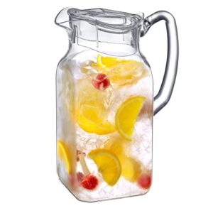 amazing abby - quadly - acrylic pitcher (64 oz), clear plastic water pitcher with lid, fridge jug, bpa-free, shatter-proof, great for iced tea, sangria, lemonade, juice, milk, and more