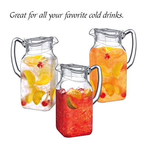 Amazing Abby - Quadly - Acrylic Pitcher (64 oz), Clear Plastic Water Pitcher with Lid, Fridge Jug, BPA-Free, Shatter-Proof, Great for Iced Tea, Sangria, Lemonade, Juice, Milk, and More