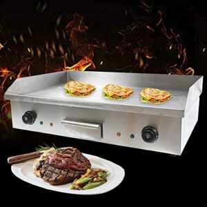 commercial electric griddle, 4400w countertop flat top grill dual control heavy duty stainless steel teppanyaki griddle with adjustable temp control 122°f-572°f 28.6"x15.7"