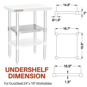 Galvanized Under Shelf for Work Tables - DuraSteel Extra Adjustable Lower Shelf for 24" x 18" Stainless Steel and Wooden Worktables - Fits for use in Restaurant, Warehouse, Home, Kitchen, Garage