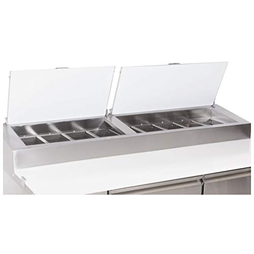 PEAKCOLD Stainless Steel Double Door Refrigerated Pizza Prep Table; 71" W