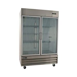 peakcold double glass door commercial refrigerator - stainless steel; 47 cubic ft, 54" w