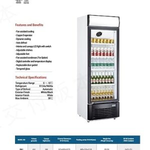 Commercial Refrigerator Glass 1-Door Merchandiser Display Cooler Case Fridge NSF, 25 inches width, capacity 15.1 cuft 110V, Restaurant Kitchen Cafe LG430