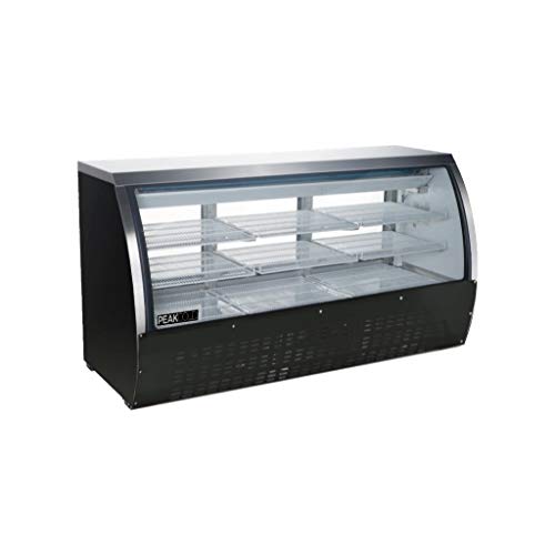 PEAKCOLD Curved Glass Refrierated Deli Case; Meat or Seafood Display Showcase; 64" W