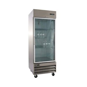 peakcold single glass door commercial refrigerator - stainless steel; 23 cubic ft, 29" w