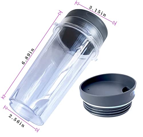 16oz Blender Cup Set for Ninja Replacement Parts Single Serve Blender Cup With Lids Set For BL770 BL780 BL660 BL740 BL810 Nutri Ninja Series Blenders (2-pack)