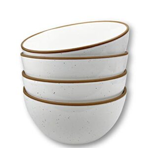 Mora Ceramic Bowls For Kitchen, 28oz - Bowl Set of 4 - For Cereal, Salad, Pasta, Soup, Dessert, Serving etc - Dishwasher, Microwave, and Oven Safe - For Breakfast, Lunch and Dinner - Vanilla White