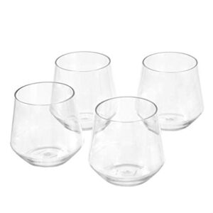 amazon basics tritan bpa-free plastic stemless wine glass, 14-ounce, clear - set of 4