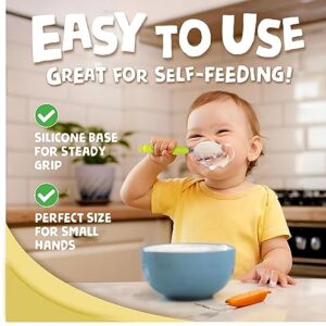 MONEE Toddler Utensils | Easy to Use Toddler Silverware Set | Made in Korea | BPA-Free | Toddler Forks & Spoons | Baby Utensils 6-12 Months | Baby Spoons Self Feeding 6 Months | 100% Platinum Silicone