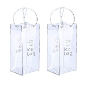 ice wine bag portable collapsible clear wine pouch cooler with handle for party,outdoor,champagne,cold beer,white wine,chilled beverages,iced drinks 3 pack (2)