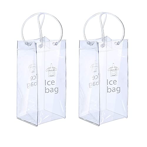 Ice Wine Bag Portable Collapsible Clear Wine Pouch Cooler with Handle for Party,Outdoor,Champagne,Cold Beer,White Wine,Chilled Beverages,Iced Drinks 3 Pack (2)