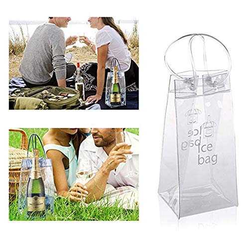 Ice Wine Bag Portable Collapsible Clear Wine Pouch Cooler with Handle for Party,Outdoor,Champagne,Cold Beer,White Wine,Chilled Beverages,Iced Drinks 3 Pack (2)