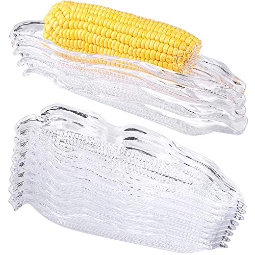 Ruisita 12 Packs Plastic Corn Trays Transparent Service Tray Corn Dish Cob Dinnerware Sets