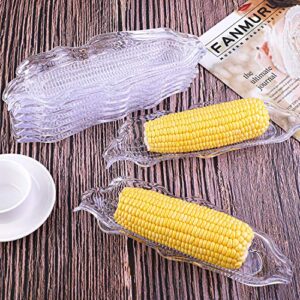 Ruisita 12 Packs Plastic Corn Trays Transparent Service Tray Corn Dish Cob Dinnerware Sets