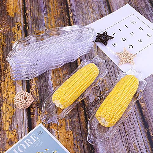 Ruisita 12 Packs Plastic Corn Trays Transparent Service Tray Corn Dish Cob Dinnerware Sets