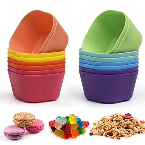 Klickpick Home 15 ounce Bowls Set Of 16 Kids colorful Snack Bowls set Toddlers Cereal Bowl Set Children Bowl Kid Microwave Dishwasher Safe BPA Free Bowls - 8 Colors