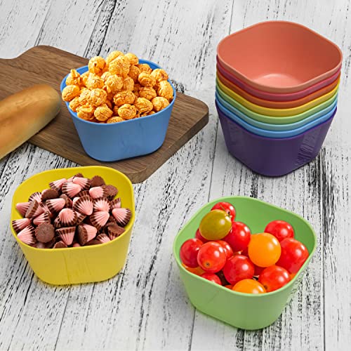 Klickpick Home 15 ounce Bowls Set Of 16 Kids colorful Snack Bowls set Toddlers Cereal Bowl Set Children Bowl Kid Microwave Dishwasher Safe BPA Free Bowls - 8 Colors