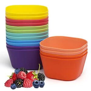 Klickpick Home 15 ounce Bowls Set Of 16 Kids colorful Snack Bowls set Toddlers Cereal Bowl Set Children Bowl Kid Microwave Dishwasher Safe BPA Free Bowls - 8 Colors