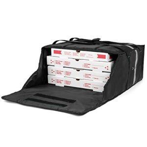 Homevative Insulated Pizza & Food Delivery Bag, fits 4 Large Pizzas or Trays, 20" x 20" x 8", Black