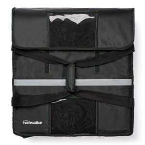 Homevative Insulated Pizza & Food Delivery Bag, fits 4 Large Pizzas or Trays, 20" x 20" x 8", Black