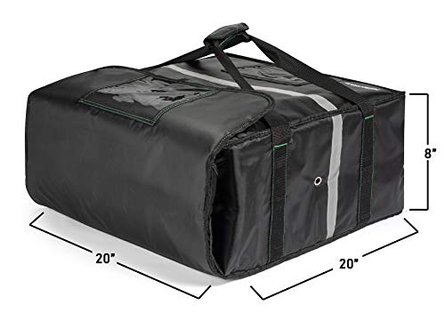 Homevative Insulated Pizza & Food Delivery Bag, fits 4 Large Pizzas or Trays, 20" x 20" x 8", Black