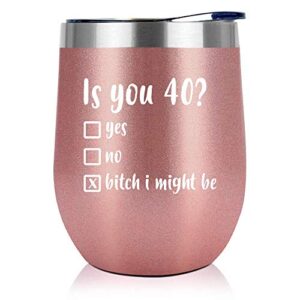 40th birthday gifts for women - vintage 1983 40th birthday decorations for women, her - best 40 year old gifts ideas for wife, mom, friends, sister - turning 40 presents for female - 12oz wine tumbler