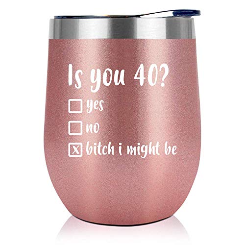 40th Birthday Gifts For Women - Vintage 1983 40th Birthday Decorations For Women, Her - Best 40 Year Old Gifts Ideas For Wife, Mom, Friends, Sister - Turning 40 Presents For Female - 12Oz Wine Tumbler