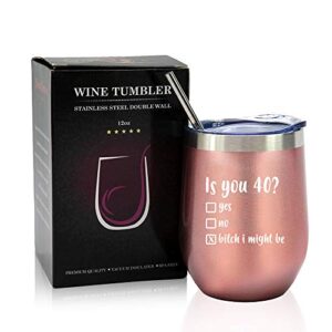 40th Birthday Gifts For Women - Vintage 1983 40th Birthday Decorations For Women, Her - Best 40 Year Old Gifts Ideas For Wife, Mom, Friends, Sister - Turning 40 Presents For Female - 12Oz Wine Tumbler