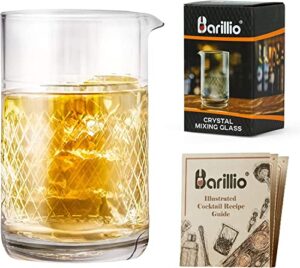 barillio 20 oz crystal cocktail mixing glass set | seamless mixing pitcher for stirred cocktail with weighted bottom | old fashioned kit for bartenders