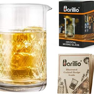 Barillio 20 Oz Crystal Cocktail Mixing Glass Set | Seamless Mixing Pitcher for Stirred Cocktail with Weighted Bottom | Old Fashioned Kit for Bartenders