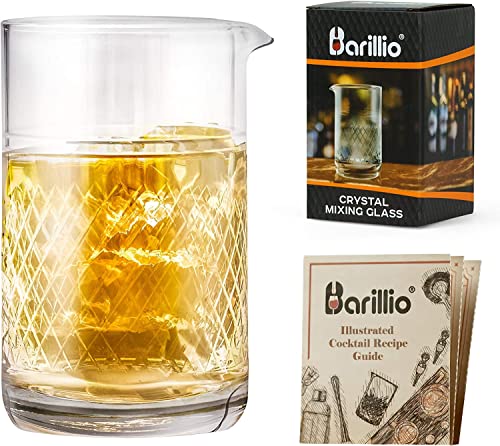 Barillio 20 Oz Crystal Cocktail Mixing Glass Set | Seamless Mixing Pitcher for Stirred Cocktail with Weighted Bottom | Old Fashioned Kit for Bartenders