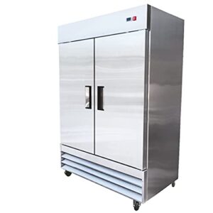 commercial freezer 2-doors solid upright reach in two section stainless steel nsf 54" width, capacity 47cuft, restaurant quality kitchen -8°f cold al32adup1