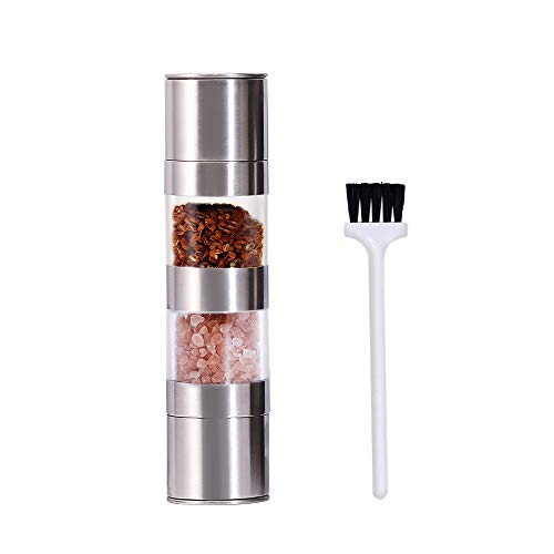 2 in 1 Salt and Pepper Grinder, Stainless Steel salt Grinders and Pepper Mill Set with Adjustable Ceramic Rotor