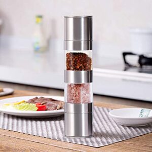 2 in 1 Salt and Pepper Grinder, Stainless Steel salt Grinders and Pepper Mill Set with Adjustable Ceramic Rotor