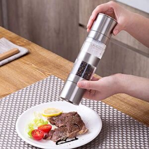 2 in 1 Salt and Pepper Grinder, Stainless Steel salt Grinders and Pepper Mill Set with Adjustable Ceramic Rotor