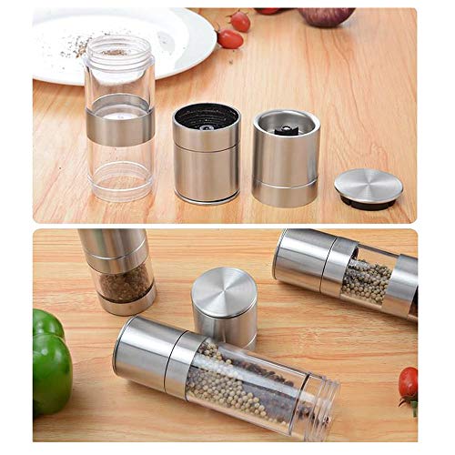 2 in 1 Salt and Pepper Grinder, Stainless Steel salt Grinders and Pepper Mill Set with Adjustable Ceramic Rotor