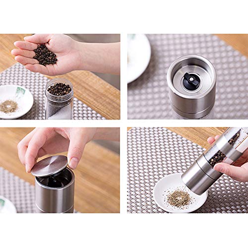 2 in 1 Salt and Pepper Grinder, Stainless Steel salt Grinders and Pepper Mill Set with Adjustable Ceramic Rotor