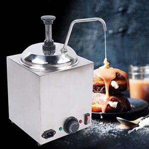 Cheese Dispenser with Heated Pump 2.6Qt Capacity Hot Fudge Warmer with Pump Stainless Steel Spout Heater for Buttery Topping, Chili, Hot Fudge, Cheese, Caramel Butter