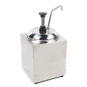 Cheese Dispenser with Heated Pump 2.6Qt Capacity Hot Fudge Warmer with Pump Stainless Steel Spout Heater for Buttery Topping, Chili, Hot Fudge, Cheese, Caramel Butter