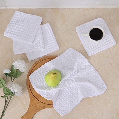 Homaxy Premium Microfiber Waffle Weave Kitchen Dish Cloths, 12 x 12 Inch Ultra Absorbent and Solid Color Dish Towels for Kitchen Fast Drying Dishcloth for Washing Dishes, 6 Pack, White